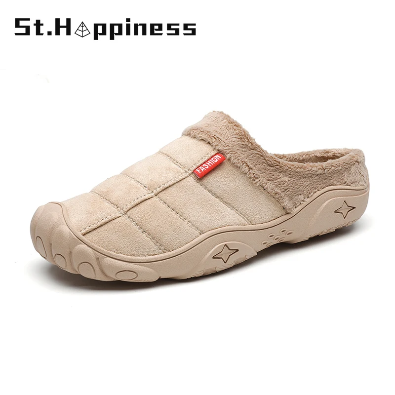 House Slippers Shoes Winter Indoor Waterproof New Plush Home Thick-Bottom Big-Size