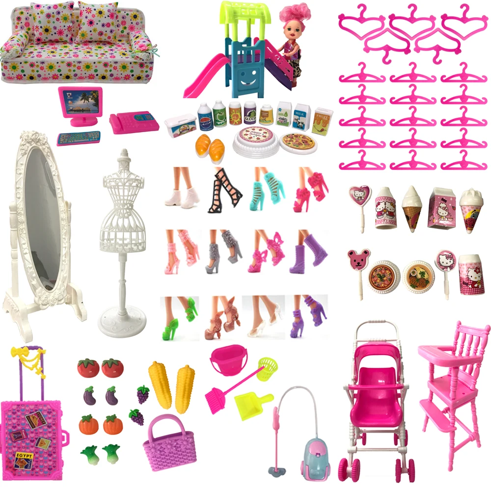 NK Лидер продаж аксессуары для кукол ролевые игры игрушки обувь сумки вешалки зеркала для куклы Барби мебель для куклы Келли DIY игрушки JJ