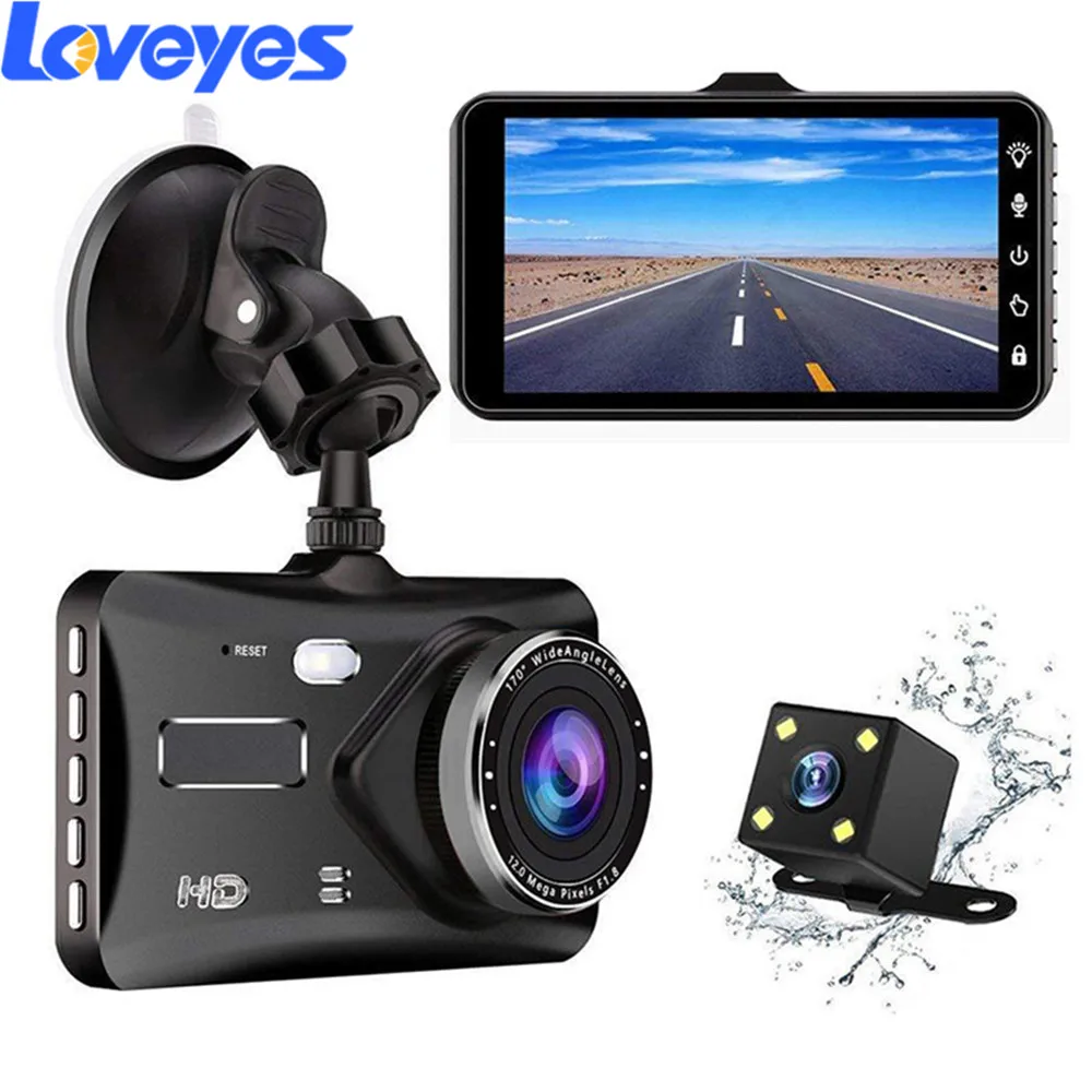 

Car Security Camera 4 Inch 1080P 170 Degree G-Sensor Dash Cam Dual Lens Front Rear Dual Reversing Image Mirror Camera T2006