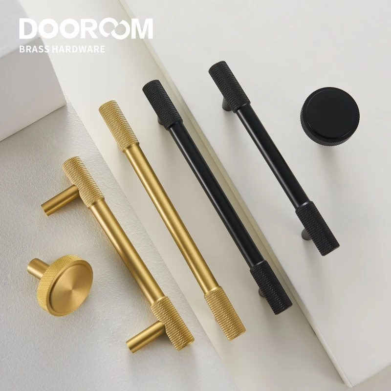Furniture Handles Brass Knurling Long Round Modern Pulls Cupboard Wardrobe Dresser Shoe Box Drawer Cabinet Wine Bar Knob