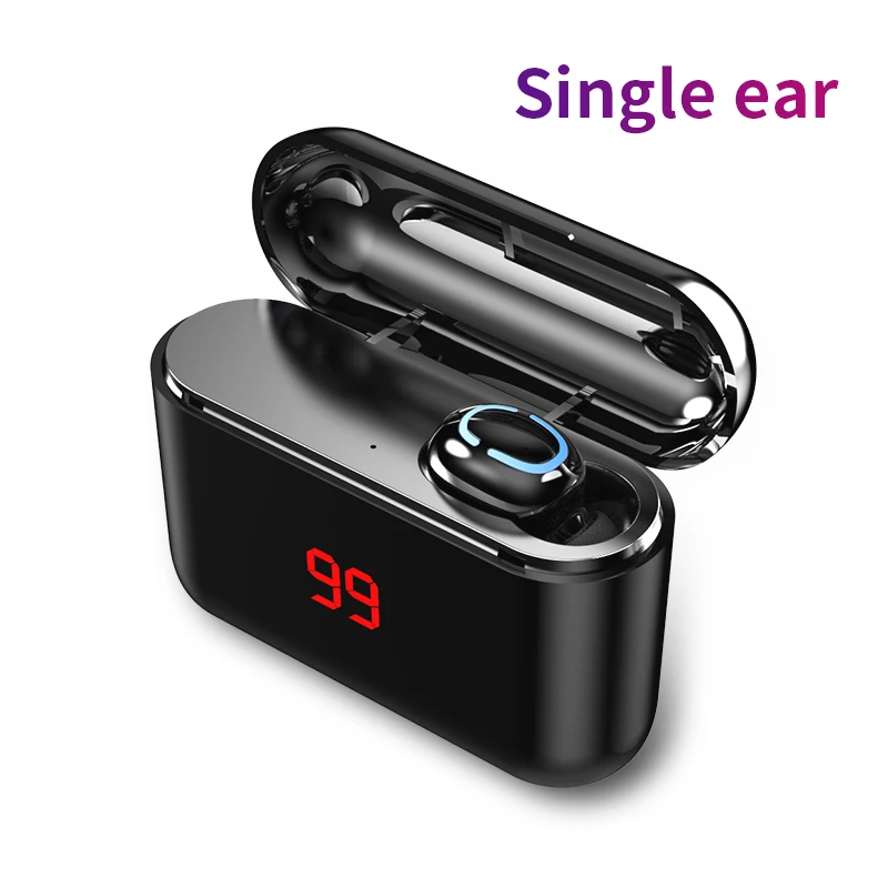 Single ear black Настоящие Bluetooth 5,0 наушники HBQ TWS беспроводные наушники спортивные наушники с громкой связью 3D стерео игровая гарнитура с микрофоном зарядная коробка - Цвет: Single ear black