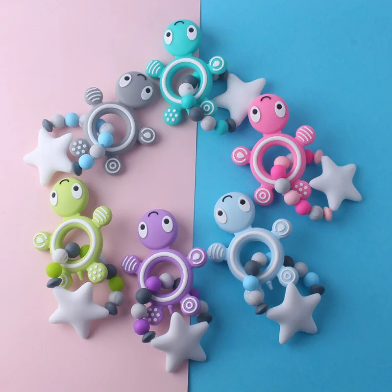 1pc Silicone Teether Turtle Bracelet Necklace Pendant BPA Free Baby Teething Nursing Toy Pacifier Chain Gift | Мать и ребенок