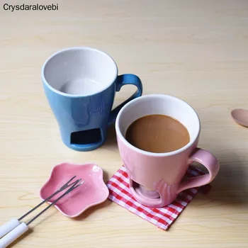 

Chocolate Hot Pot Mug Ceramic Cup with Spoon Candle Blue Pink Mug Winter Creative Gift for Girls Ice Cream Cheese Hot Pot