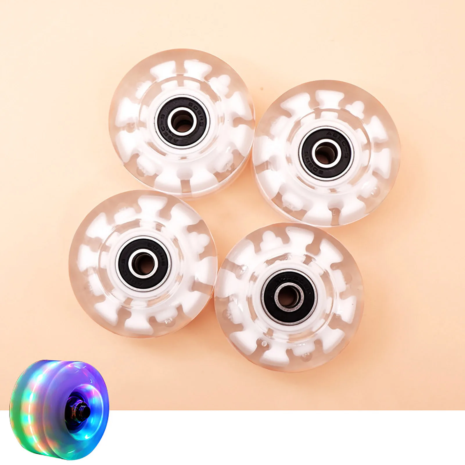 4pcs LED Flash Wheel Freestyl Skates Luminous Wheel Roller Skates Flashing Wheels for Inline for Adults Kids Roller