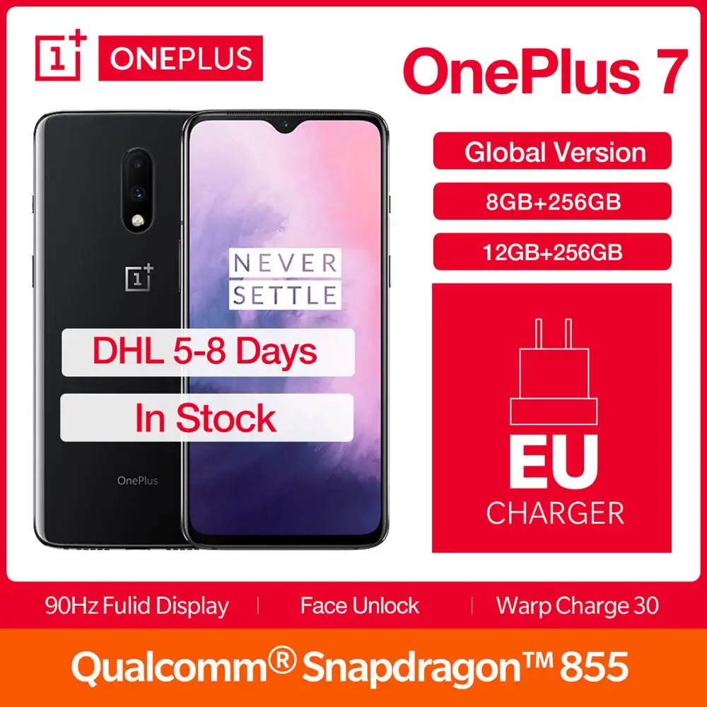 Глобальная версия OnePlus 7 6/8GB Оперативная память 128/256 ГБ Встроенная память разблокировать смартфон 6,41 "AMOLED Дисплей 3700 мАч Snapdragon 855 Octa Core 48 МП