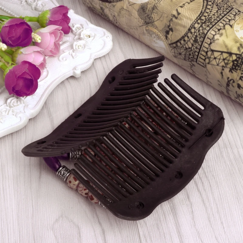 Easy Magic Wood Beads Double Hair Comb Clip Stretchy Women Hair Accessories Hot Easy Magic Wood Beads Double Hair Comb Clip Stretchy Women Hair Accessories Hot