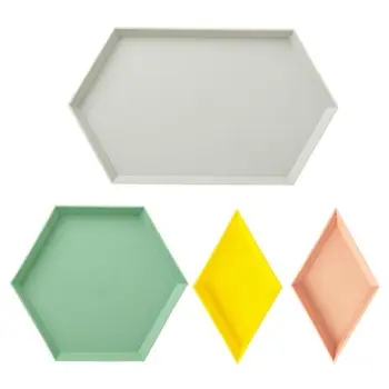 

Creative 4pcs Fruits Storage Colorful Tray Geometric Desktop Storage Removable Plastic Fruit Plate Snacks Dessert Plate Storage