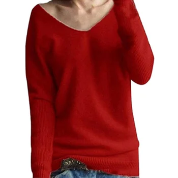 

cashmere sweaters women fashion Spring autumn sexy v-neck sweater loose Wool sweater batwing sleeve plus size pullover