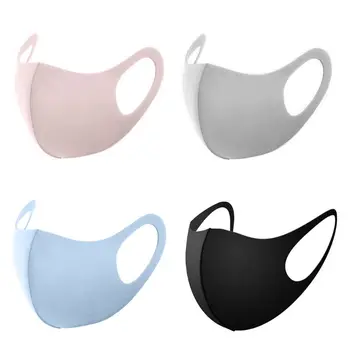 

4Pcs Adult Kids Ice Silk Sunscreen Mouth Mask Washable Reusable Dustproof 3D Breathable Anti-Fog Haze Sponge Earloop Face Cover
