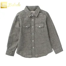 Детская одежда, рубашка Новые весенне-осенние рубашки с длинными рукавами и отворотами для малышей серые топы для мальчиков от 3 до 7 лет, одежда