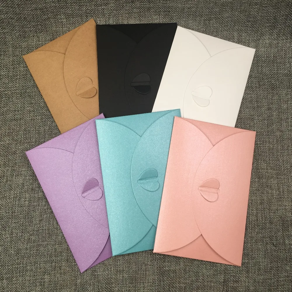  24Pcs/Lot Macaron Pure Color Paper With Heart Envelope Kraft Bag Design For Wedding Invitation Card - 4.00058E+12