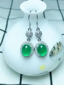 

925 Silver Natural Ice Agate Earrings Woman Send Friends Bring Your Own