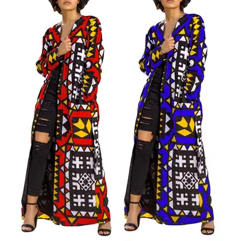 

Casual Printed Long Coat with Waist Belt Women Long Sleeve Casual Coat Cardigan TT@88