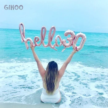

Rose gold baby shower link letter Hello 30 foil balloon hello baby 21st / 30th / 40th happy birthday party decor balloon globs