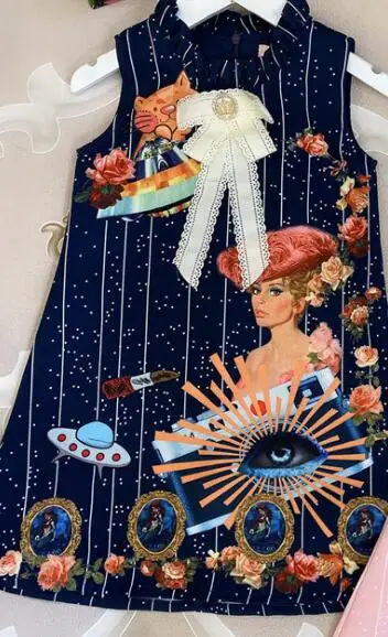 Новое поступление, весенне-летние платья для девочек, модные детские платья, размер 100-150 см, одежда для детей