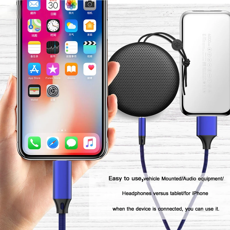 ACCEZZ 2 в 1 Aux аудио адаптер для iPhone 7 8 X XS MAX XR Plus зарядный подслушивающий разъем 3,5 мм разъем для наушников кабель динамика