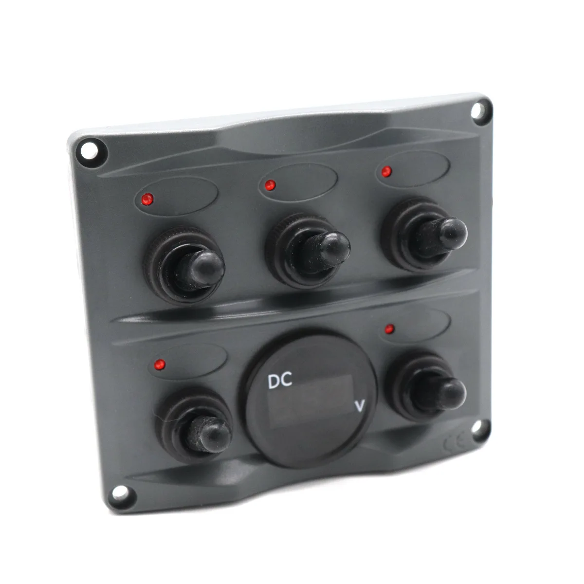 12 V/24 V Car Caravan Yacht Modified Breadboard 5 Group on-off Rotating Switch Panel+ Red Light Voltmeter