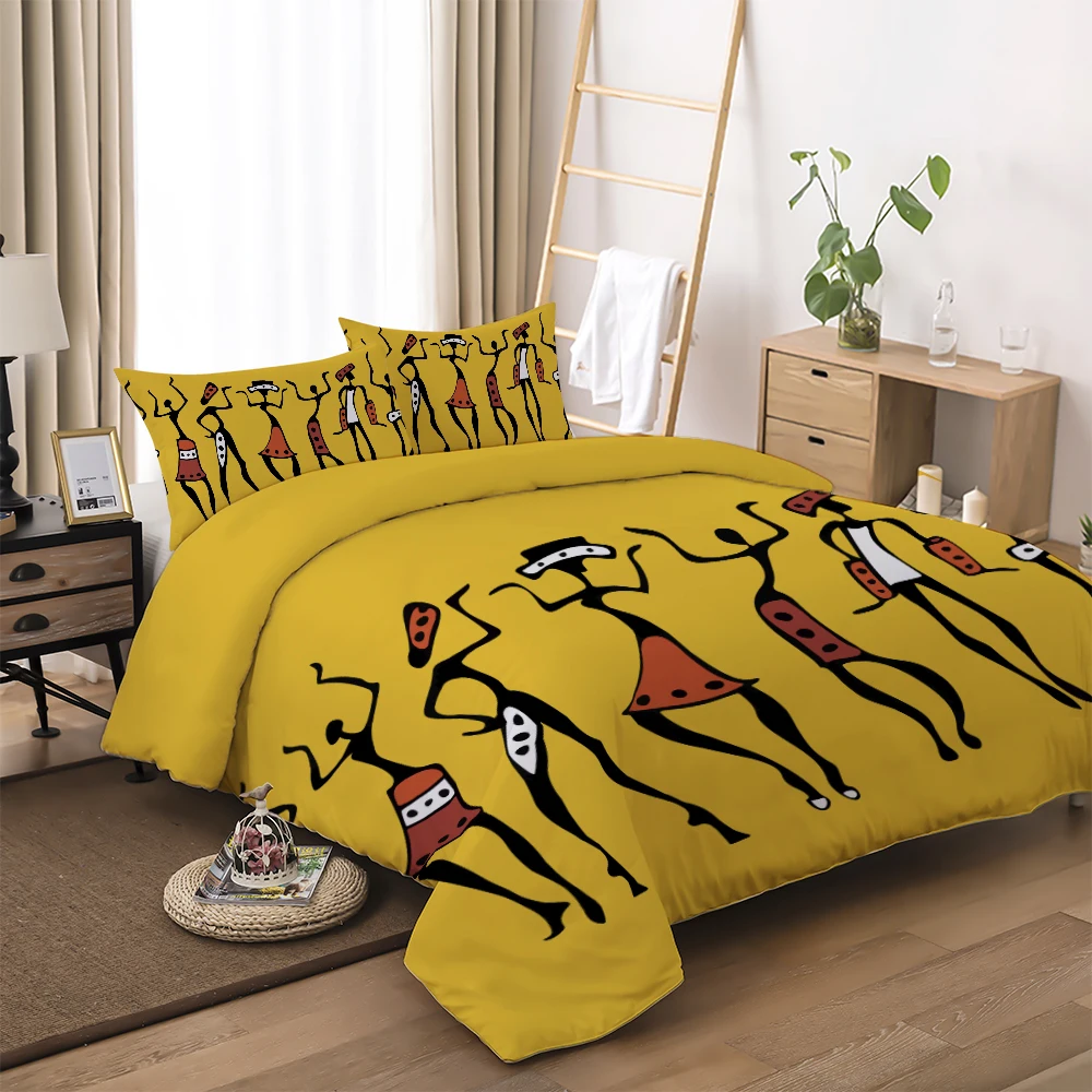 Африканский комплект постельного белья счастливые люди пододеяльник Твин Полный queen King размер Домашний текстиль желтый постельное белье 3 шт. дропшиппинг