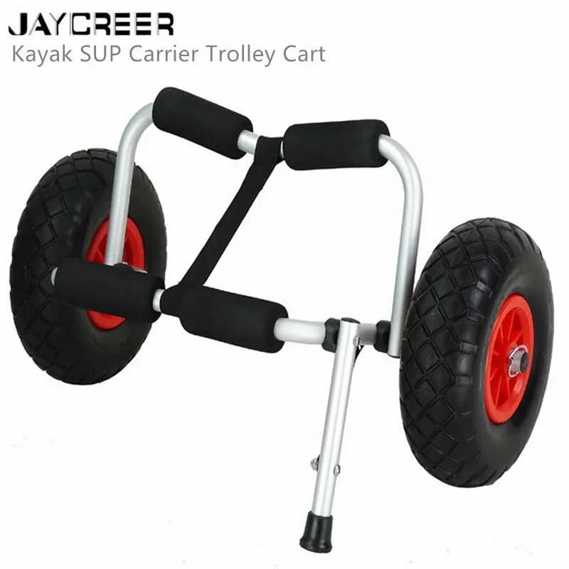 JayCreer Universal Canoe, Kayak& Stand Up Paddle SUP Cart Carrier Trolley With Inflatable Tires