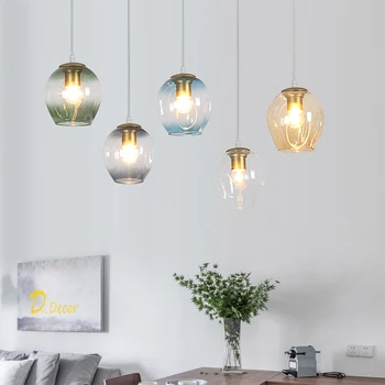 

Nordic LED Glass Pendant Lights Home Decorative Pendant Lamps Living Room Hanglamp Indoor Hanging Lighting Dining Room Light E27