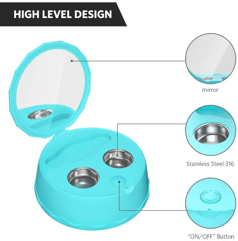 Portable Ultrasonic Contact Lens Cleaner Rechargeable Auto Sterilization Lenses Contact Lens Cleaning Case Outdoor Travel