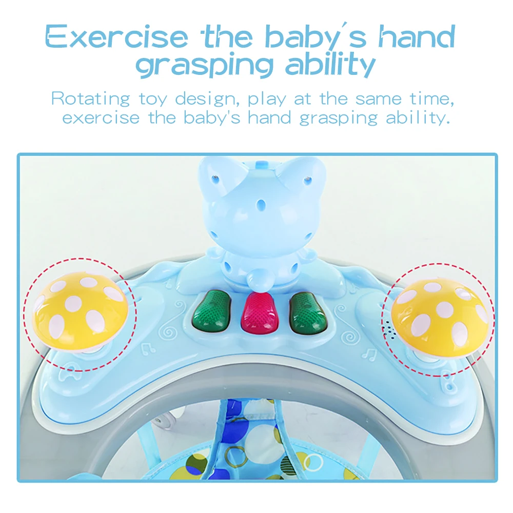 Baby Walker with Wheel 6-12 Months Baby Learn Walker Multifunction Anti Rollover Foldable Walker with Music Kids Car