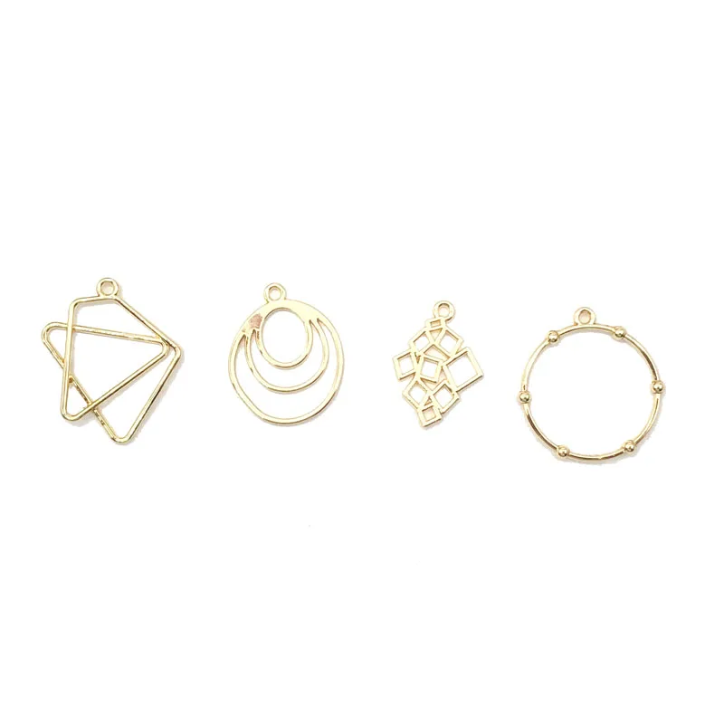 Color retaining alloy with geometric shape diamond accessories round fan-shaped jewelry pendant earrings DIY material