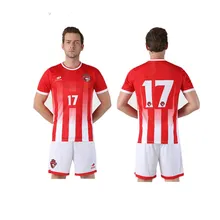 18, 19 новых трикотажных комплектов для футбола, Футбольная форма Camiseta, полностью сублимационная одежда для футбола в красную и белую полоску, футбольные майки