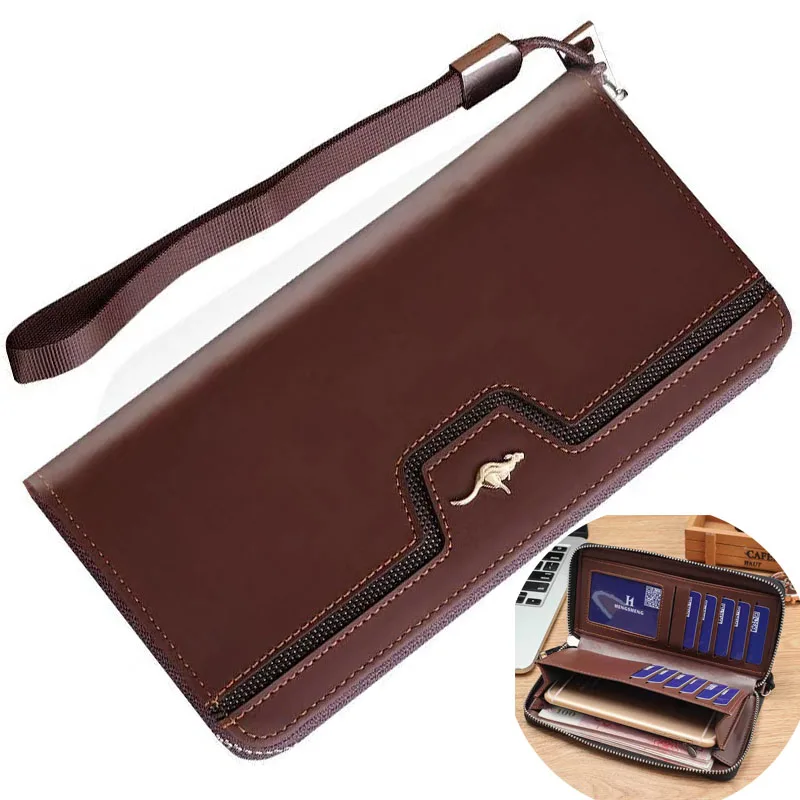 

Retro Men's Business Wallet Long Frosted Leather Wallet Large-capacity Fashion Change Mobile Phone Bag Multi-card Card Holder