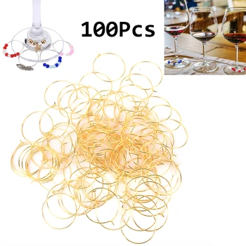 

100pcs/lot Wine Glass Charm Rings Earring Hoops Metal Wire Hoops Earrings Drink Markers DIY Party Gold/Silver/Rhodium