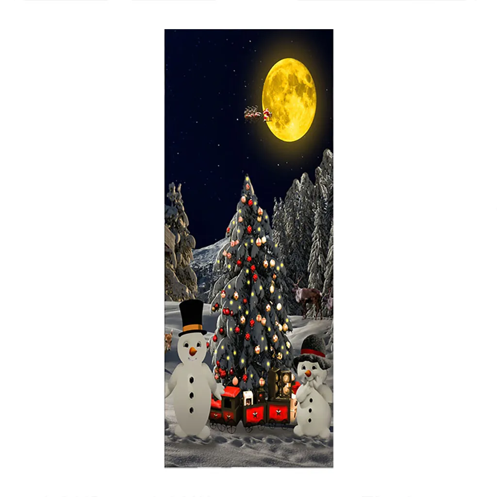 Christmas Decoration Door Stickers 3D Simulation Removable Wall Stickers Christmas Decorations for Home Door Stickers 19Oct09