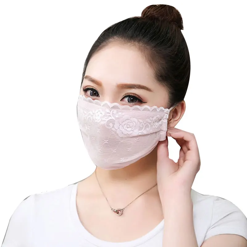Women Thin Chiffon Masks Summer Sunscreen Driving Mouth Masks Breathable Reusable Face Mask Windproof Mouth-muffle Mask Cover