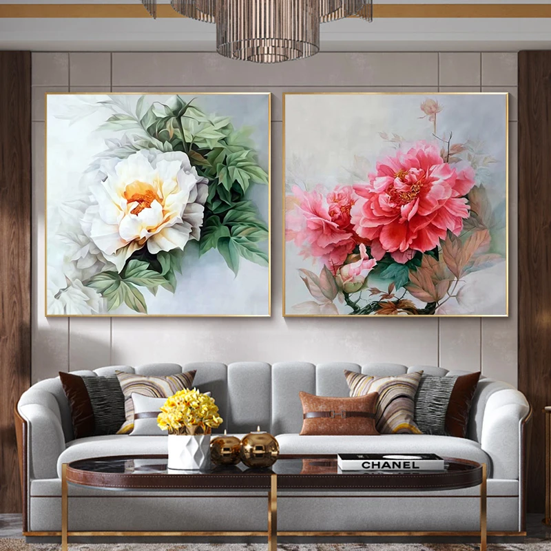 Needlework DIY Printed National Color Peony Cross Stitch Sets For Embroidery Kit Full Embroidery Cross-Stitching Home Decoration cross stitch kit