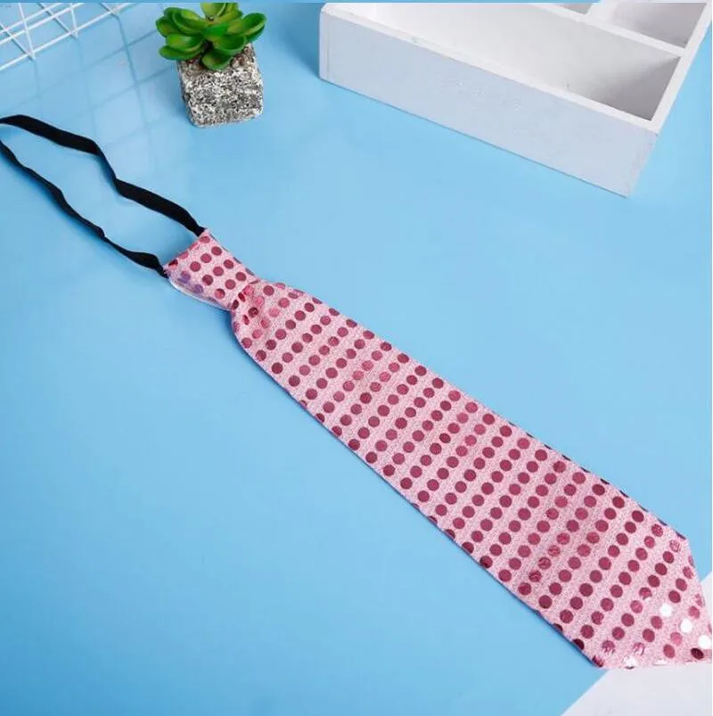 pink Красочные Блестки светодиодный светящийся галстук дети взрослые светящийся галстук/лук бар KTV диско Декор реквизит Rave сверкающие принадлежности для вечеринки - Цвет: pink