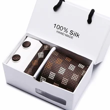 44 стильный мужской галстук, шелк, в клетку, с принтом, жаккардовый, тканый галстук+ носовой платок+ запонки, наборы для официальных мероприятий, свадебная деловая вечеринка, мужские галстуки