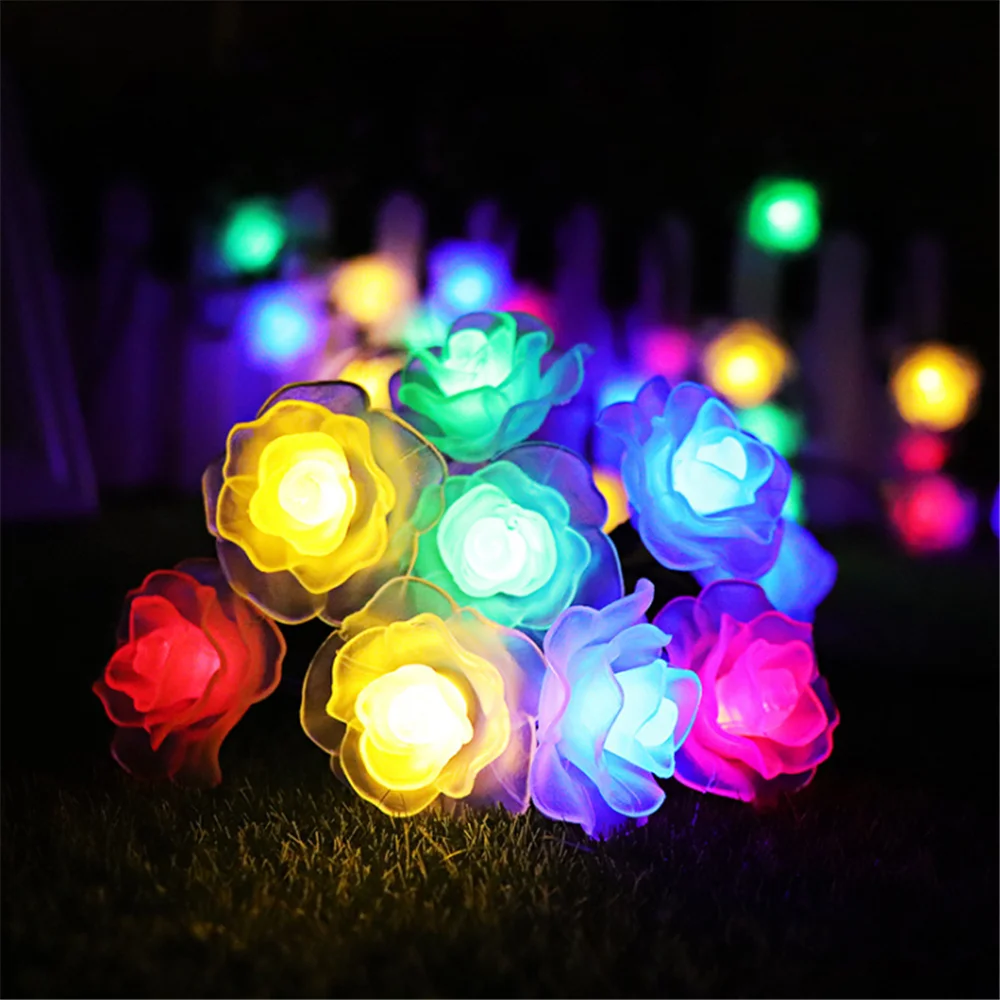 30LED Роза Солнечная гирлянда Сказочный светильник s открытый/закрытый Рождественский светильник водонепроницаемый для праздника свадьбы комнаты дерево Патио Сад Декор