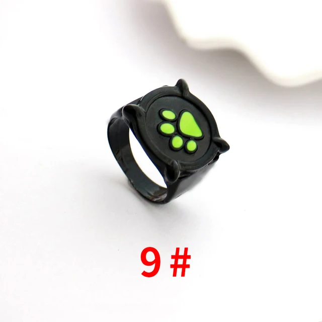 Anime Black Cat Rings Girl Boy Green Print Enamel Cat Paw Finger Ring Cosplay Jewelry Party Kids Men Women Ring Birthday Christm Size 9