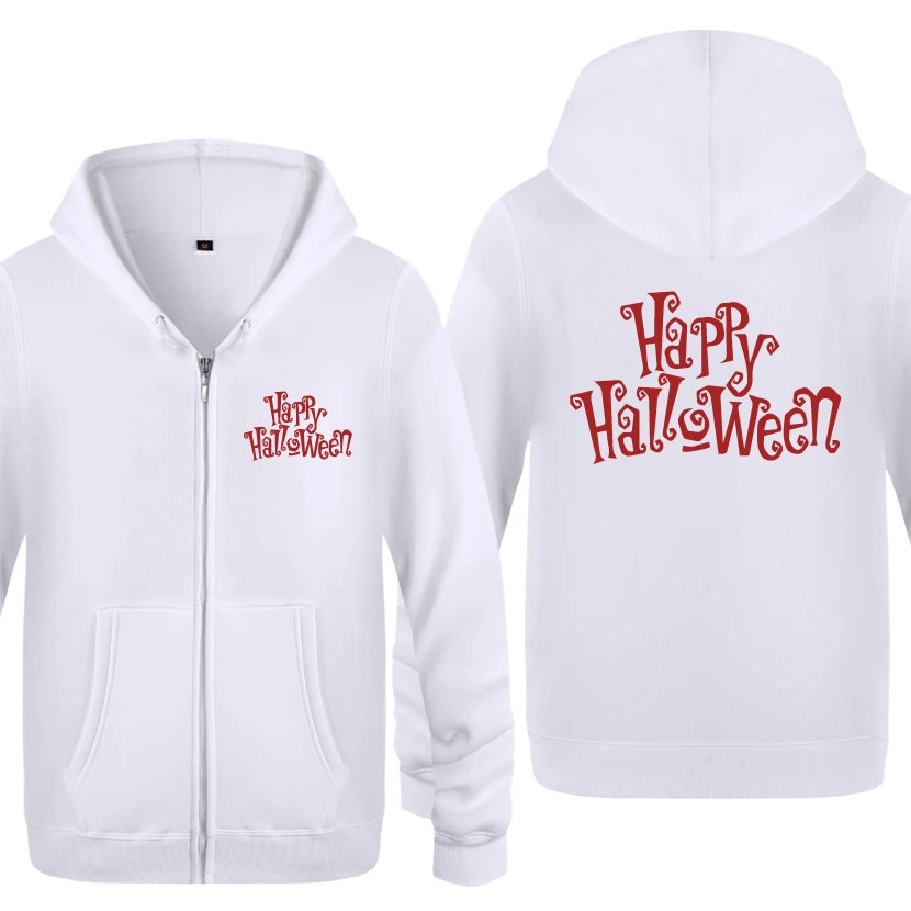 Толстовки с надписью Happy Hallowen, мужские, мужские флисовые кардиганы на молнии, толстовки с капюшоном
