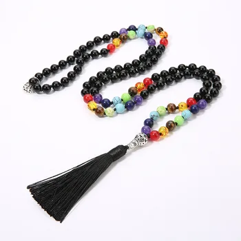 

8mm Buddhism 108 Beads 7 Chakra Bracelet Spiritual Men Rosary Prayer Beads 108 Mala Meditation Necklace Yoga Tibetan Jewelry