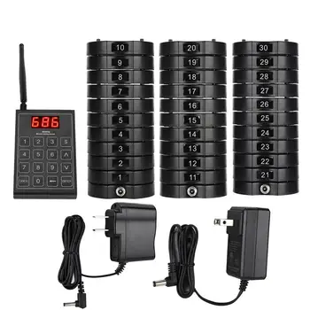

Restaurant Pager Wireless Calling System Waiter Pager Call Customer Queuing Buzzer with 30pcs Coaster Pagers and A Keypad New