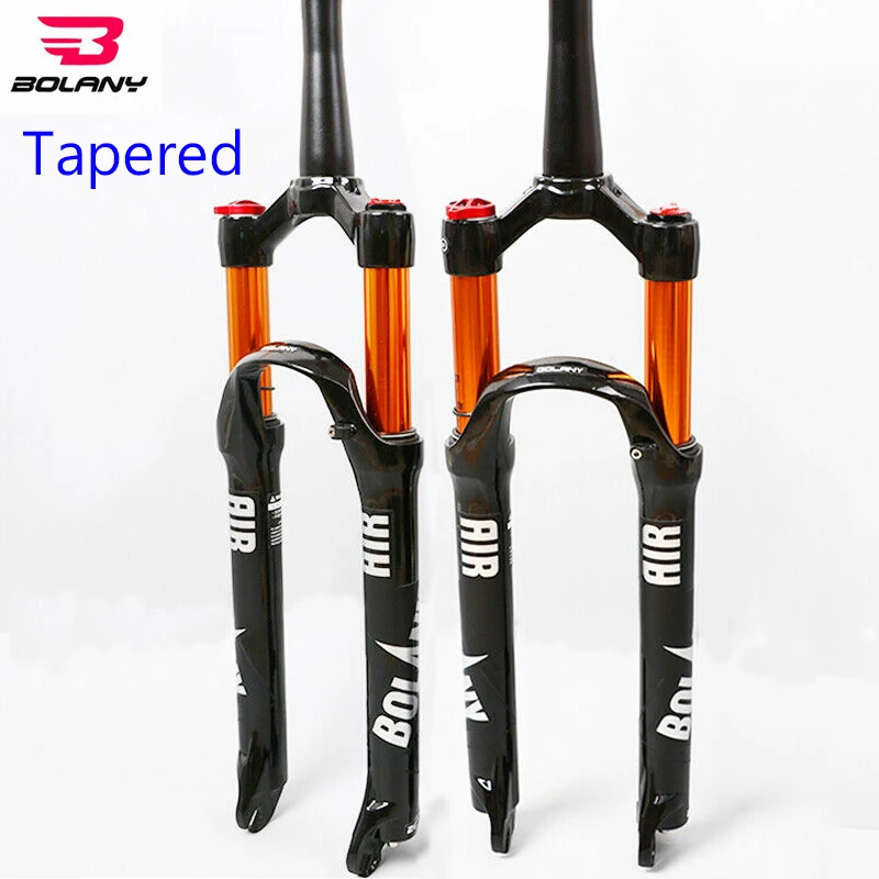 

BOLANY MTB Bikes Fork Mountain Bicycle 26'' 27.5'' 29" Suspension Disc Brake 100mm Travel QR Bike Air Forks Tapered Steerer Fork