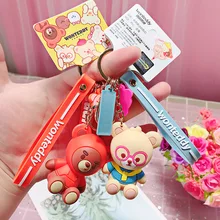 Подлинная qi baby Teddy в Корейском стиле, простой модный брелок, кольцо, цепочка, ремешок, мультфильм, женская сумка для автомобиля, украшение, подарок