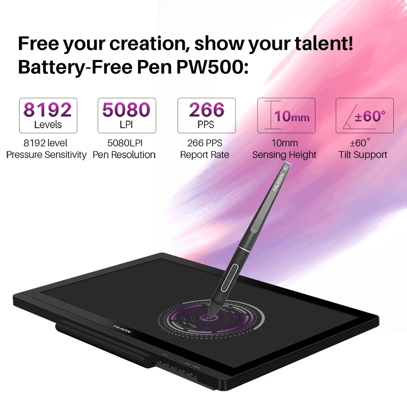 Huion Kamvas 20 Graphics Tablet 19.53 Inch Professional Screen with AG Glass Drawing Display Digital Stylus 8192 Levels Pressure 5