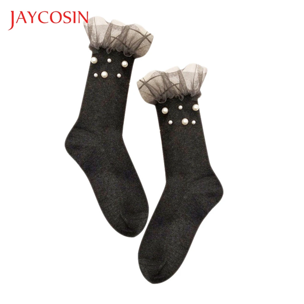 JAYCOSIN, женские носки,, летние сексуальные кружевные носки с цветами, женские носки с жемчужинами для девушек, эластичные модные короткие носки для девушек 903#2