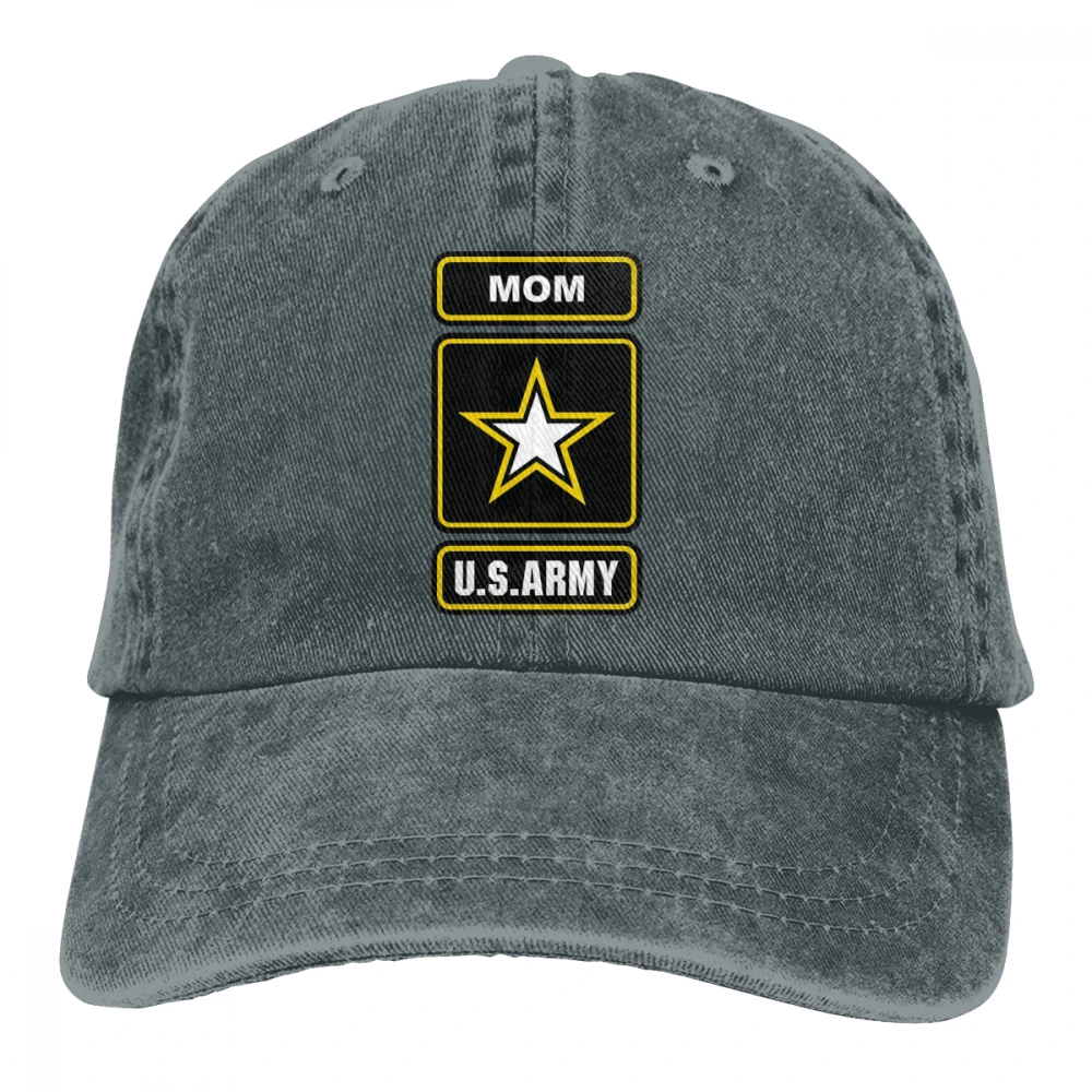 США «Армейская мама» Casquette черные унисекс Мужские Женские джинсовые бейсболка с ремешком кепки Регулируемая шляпа для гольфа папа