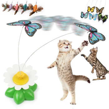 

Funny Pet Toy Electric Rotating Bird/Butterfly Rod Pet Cat Kitten Teaser Play Toys HFing