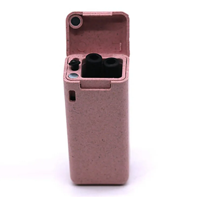 wheat pink Металлическая соломинка Складная портативная силиконовая солома с держателем для хранения коробка многоразовая нержавеющая сталь набор соломинок аксессуары для кухонного бара - Цвет: wheat pink