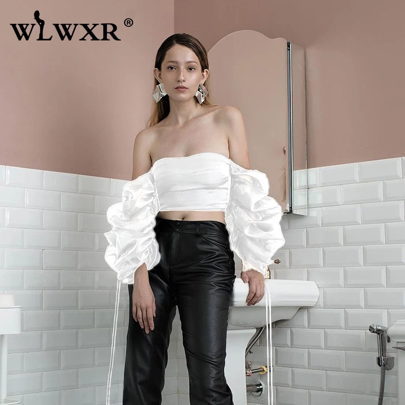 WLWXR, без бретелек, с низким вырезом на спине черный, белый цвет облегающий кроп Топ Для женщин со спущенными плечами Плиссированное Сексуальная майка летние женские повязки сетчатые Топы