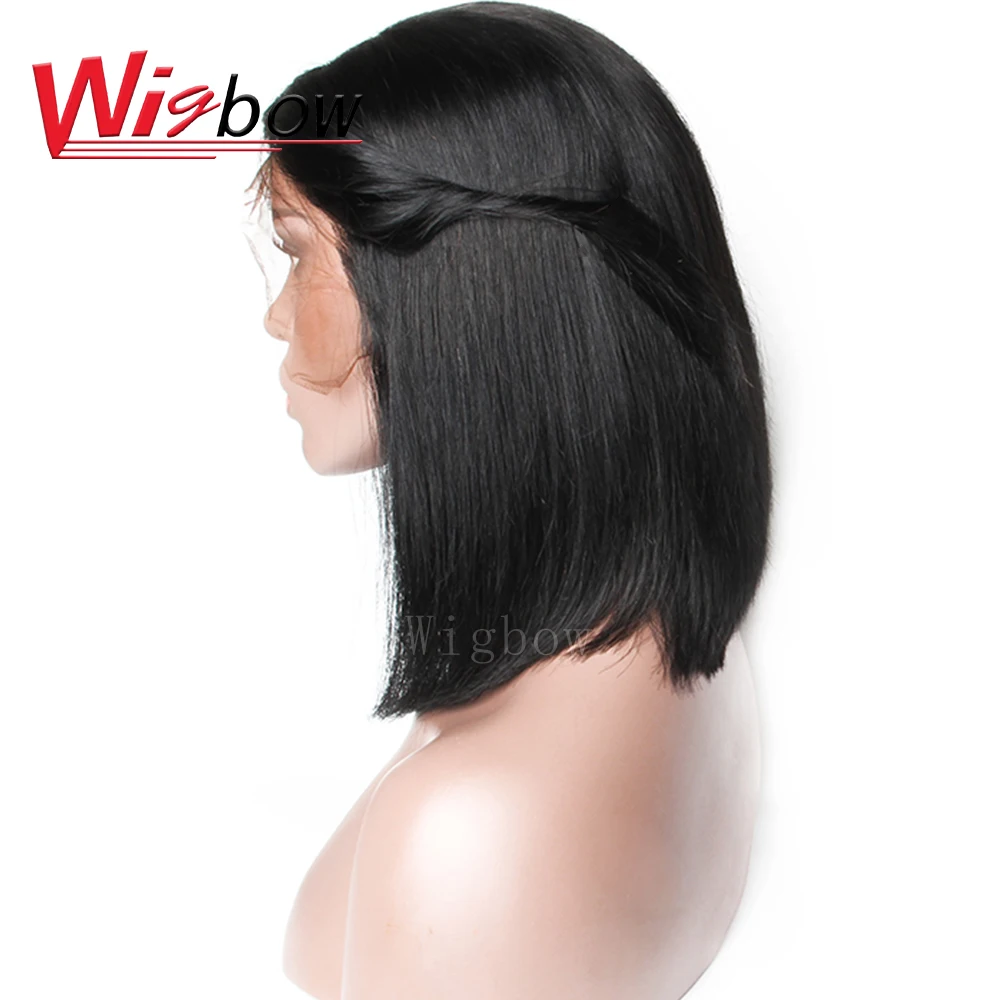 Wigbow OneCut волосы прямые 13x6 кружева спереди al парик короткий боб кружевные передние человеческие волосы Парики Бразильский натуральный парик предварительно выщипанный