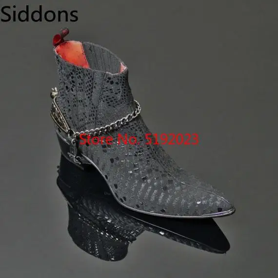 Winter Pointed Toe Matin Shoe High Ankle Lace Up Boots for Men's Slip on Chain Zapatos De Hombre Fashion Shoes Men D47 Winter Pointed Toe Matin Shoe High Ankle Lace Up Boots for Men's Slip on Chain Zapatos De Hombre Fashion Shoes Men D47